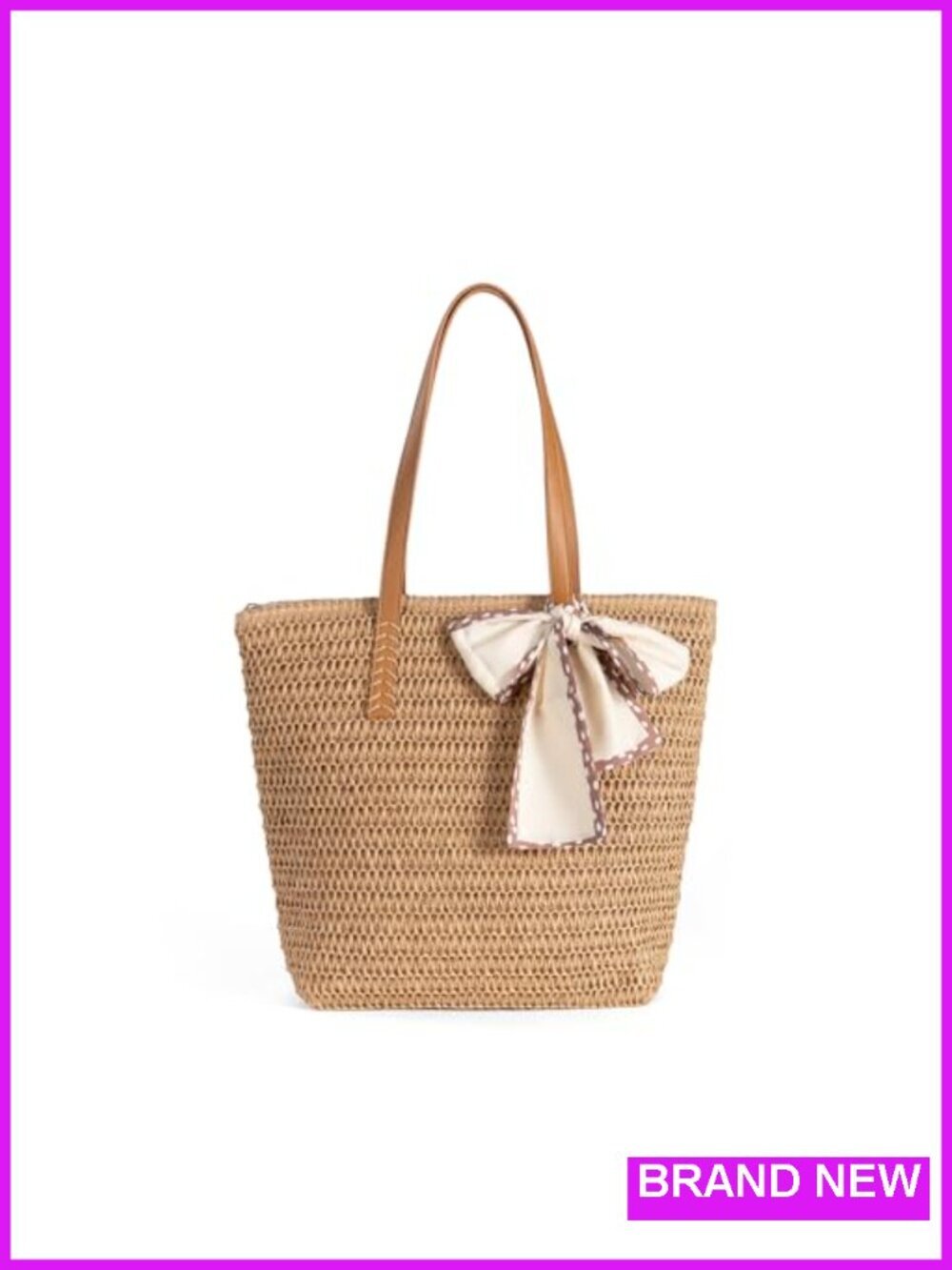 Straw Beach Tote with Zipper Pocket - Lightweight Summer Purse for Travel & Work